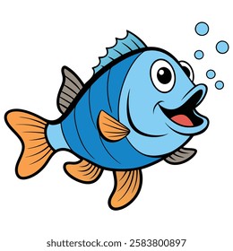 Bluegill fish isolated flat vector illustration on white background