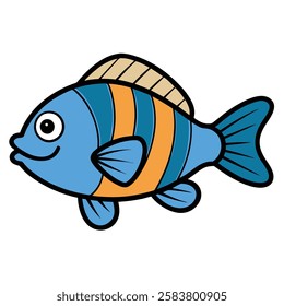 Bluegill fish isolated flat vector illustration on white background