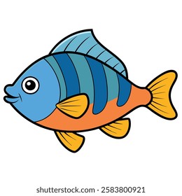 Bluegill fish isolated flat vector illustration on white background