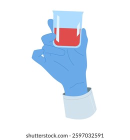 A bluegloved hand holds a beaker filled with vibrant red liquid, symbolizing essential scientific research