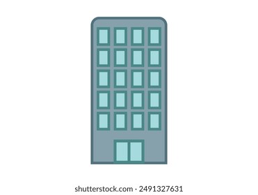 Blue-gray apartment block or skyscraper