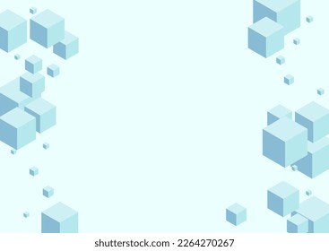 Blue-gray Block Background Blue Vector. Box Particles Template. Monochrome Cubic Effect Illustration. Brick Texture. Sky Blue Concept Square.