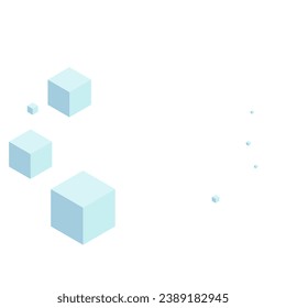 Blue-gray Block Background White Vector. Polygon Collection Illustration. Monochrome Square Science Design. Group Texture. Blue Isometric Box.