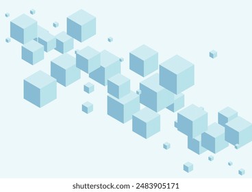 Fondo de caja azul-gris Vector azul. Tarjeta de estructura de polígono. Diseño de estilo geométrico azul cielo. Plantilla 3d. Bloque digital gris.