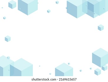 Blue-gray Box Background White Vector. Polygon Set Template. Blue Cube Wallpaper Design. Element Texture. Sky Blue Creative Geometric.
