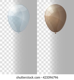 Blue-gray And Brown Shiny Glossy. Transparent Version Of Balloons. Vector Illustration.