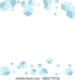 Blue-gray Cube Background White Vector. Cubic Solid Card. Gray Geometric Shadow Texture. Gift Design. Sky Blue Isolated Box.