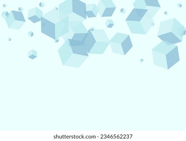 Blue-gray Cubic Background Blue Vector. Polygon Simple Template. Gray Square Poster Texture. Style Illustration. Monochrome Gift Geometric.