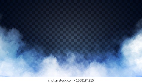Blue-gray fog or smoke on dark copy space background. Vector illustration
