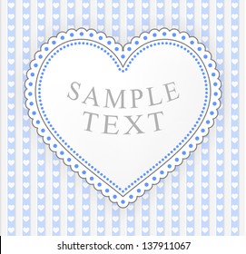 Blue-gray heart label illustration, decorated with dots