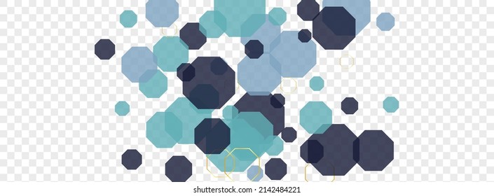 Blue-Gray Honeycomb Background Transparent Vector. Hexagon Science Design. Technology Illustration. Dark Blue Tile Energy. Line Template.