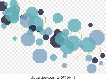 Blue-Gray Honeycomb Background Transparent Vector. Geometric Data Background. Techno Mosaic. White Line Biology. Polygon Template.