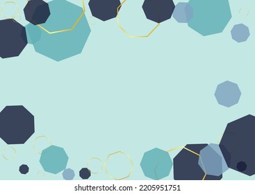 Blue-Gray Polygon Background Blue Vector. Hexagon Technical Backdrop. Innovation Wallpaper. Turquoise Atom Concept. Tile Mosaic.