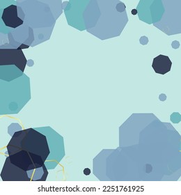 Blue-Gray Polygon Background Blue Vector. Line Elegant Texture. Science Backdrop. Gold Atom Digital. Hexagon Design.