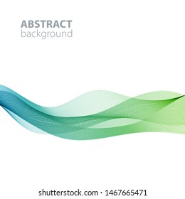 Blue-green abstract waves background, waved lines for brochure, website, flyer design. Transparent lines