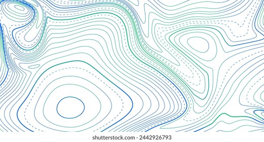 Blue-green cartographic pattern for web design, covers, presentations. Abstract lines resembling cartographic pattern. Vector illustration