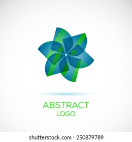 Blue-green flower. Nature colorfult logotype. Design template.