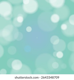A blue-green gradient background with blurry white and light blue circular bokeh lights