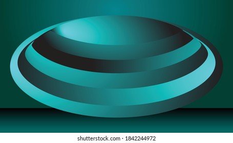 Blue-green gradient background with visually volumetric ovals.
