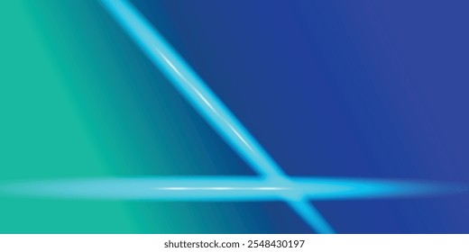 Sala de estudio degradado azul-verde, patrón de fondo abstracto, paredes y piso reflejan luces de neón, tonos oscuros y sienten la velocidad de la tecnología digital conectada fondo azul-verde. Tecnología del futuro.