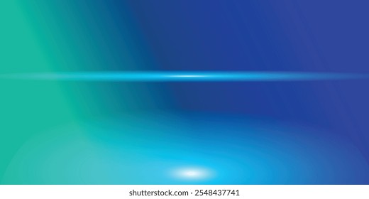 Blue-green gradient studio room, abstract background pattern, walls and floor reflect neon lights, dark tones and feel speed of digital technology connected blue-green background. Future technology.