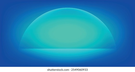 Sala de estudio degradado azul-verde, patrón de fondo abstracto, paredes y piso reflejan luces de neón, tonos oscuros y sienten la velocidad de la tecnología digital conectada fondo azul-verde. Tecnología del futuro.