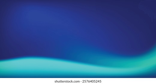 Blue-green gradient studio room, abstract background pattern, walls and floor reflect neon lights, dark tones and feel speed of digital technology connected blue-green background modern