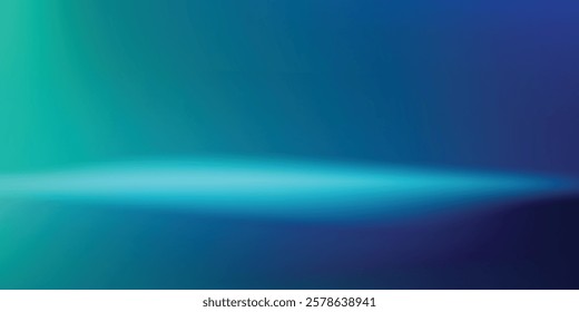 Blue-green gradient studio room abstract background pattern walls and floor reflect neon lights dark tones and feel speed of digital simple