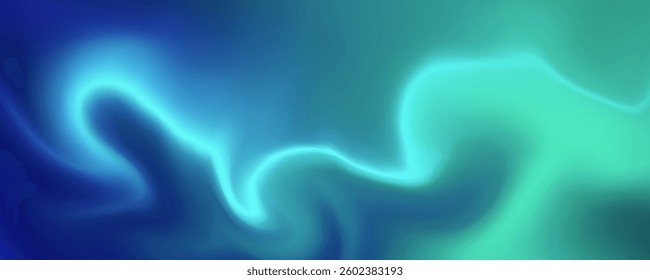 Blue-green gradient studio room, abstract background pattern, walls and floor reflect neon lights, dark tones and feel  speed of digital technology connected blue-green background. Future technology.