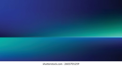Blue-green gradient studio room, abstract background pattern, walls and floor reflect neon lights, dark tones and feel speed art of digital technology connected blue-green background
