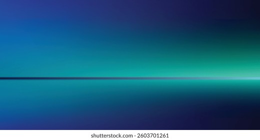 Blue-green gradient studio room, abstract background pattern, walls and floor reflect neon lights, dark tones and feel speed art of digital technology connected blue-green background