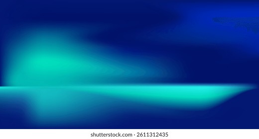 Blue-green gradient studio room, abstract background pattern, walls and floor reflect neon lights, dark tones and feel  speed of digital technology connected blue-green background. vector technology.