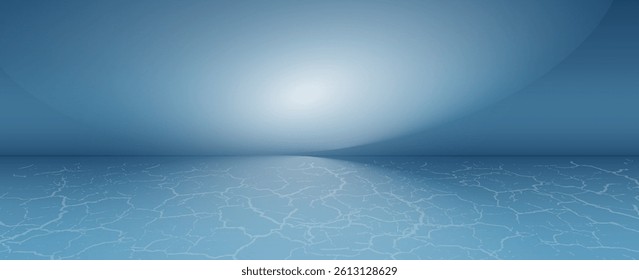 Blue-green gradient studio room, abstract background pattern, walls and floor reflect neon lights, dark tones and feel  speed of digital technology connected blue-green background. Future technology.