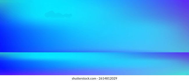 Blue-green gradient studio room, abstract background pattern, walls and floor reflect neon lights, dark tones and feel speed of digital technology connected blue-green background. Future technology.