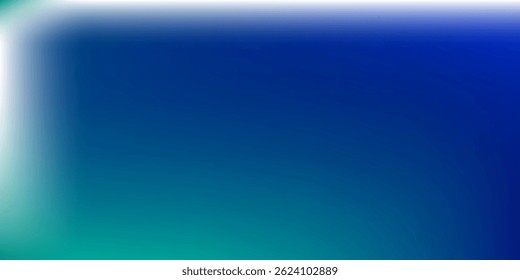 Las paredes y el piso del patrón de fondo abstracto de la habitación del estudio del gradiente azul-verde reflejan los tonos oscuros de las luces de neón y sienten la velocidad de la tecnología digital conectada azul-verde moderna