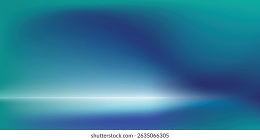 Blue-green gradient studio room, abstract background pattern, walls and floor reflect neon lights, dark tones and feel speed of digital technology connected blue-green background. Future technology.