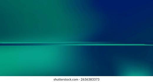 Blue-green gradient studio room, abstract background pattern, walls and floor reflect neon lights, dark tones and feel speed of digital technology connected blue-green background. Future technology. 