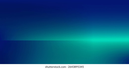 Blue-green gradient studio room, abstract background pattern, walls and floor reflect neon lights, dark tones and feel  speed of digital technology connected blue-green background. Future technology.