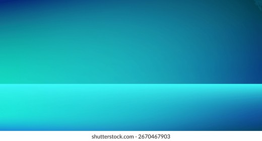 Sala de estudio degradado azul-verde, patrón de fondo abstracto, paredes y piso reflejan luces de neón, tonos oscuros y sienten la velocidad de la tecnología digital