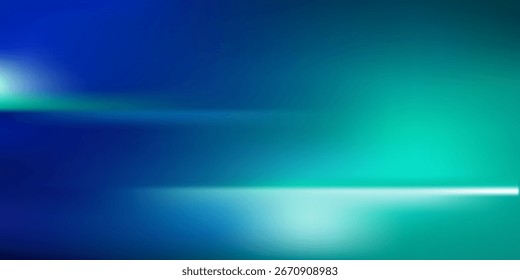Sala de estudio degradado azul-verde, patrón de fondo abstracto, paredes y piso reflejan luces de neón, tonos oscuros y la velocidad de sensación de la tecnología digital conectada fondo azul-verde Vector Eps 10