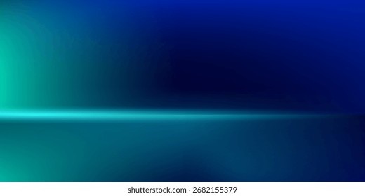 Sala de estudio degradado azul-verde, patrón de fondo abstracto, paredes y piso reflejan luces de neón, tonos oscuros y sienten la velocidad de la tecnología digital conectada fondo azul-verde. Tecnología del futuro.