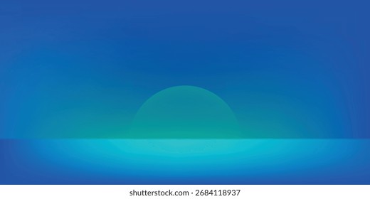 Sala de estudio degradado azul-verde, patrón de fondo abstracto, paredes y piso reflejan luces de neón, tonos oscuros. ilustración de Vector. 