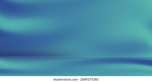 Blue-green gradient studio room, abstract background pattern, walls and floor reflect neon lights, dark tones and feel  speed of digital technology connected blue-green background. Future technology.