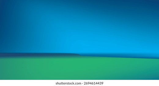 Blue-green gradient studio room, abstract background pattern, walls and floor reflect neon lights, dark tones and feel speed of digital technology