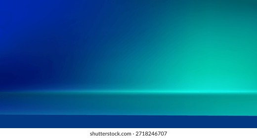 Sala de estudio degradado azul-verde, patrón de fondo abstracto, paredes y piso reflejan luces de neón, tonos oscuros y sienten la velocidad de la tecnología digital conectada fondo azul-verde. Tecnología del futuro.