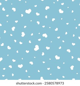 Blue-green hearts square seamless vector pattern background.