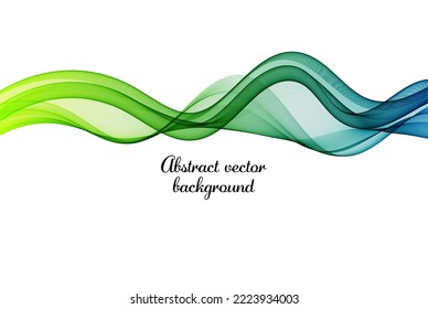 Blue-green horizontal smooth wave on white background, design element for brochure templates, banners