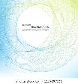 Blue-green lines in the form of a circle.Abstract vector background.