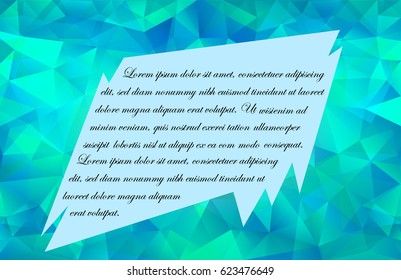 Blue-Green  Poligonal Background with Spiky Framed Place for Text. Vector EPS 10