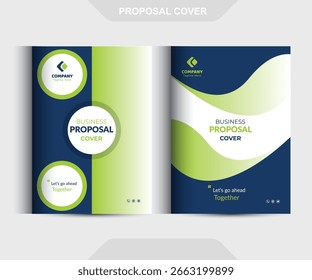 Blue-Green Proposal cover Design Template concepts are adept for corporate Business	